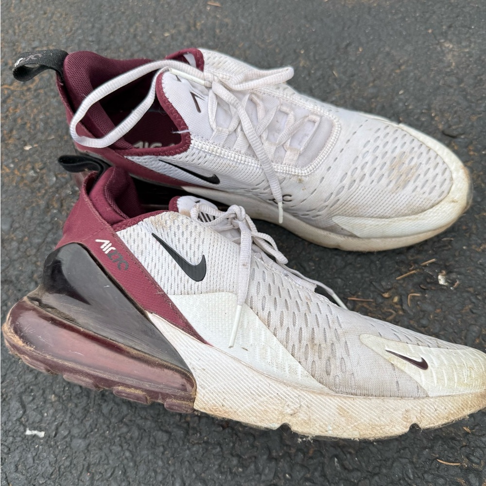Nike women’s AirMax White and Burgundy Running Shoes